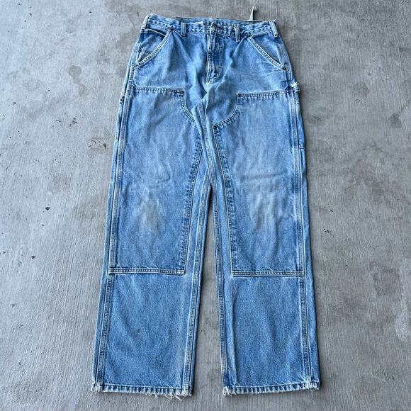 Carhartt Other - Vintage Y2K Carhartt blue denim jeans double knee work wear carpenter pants